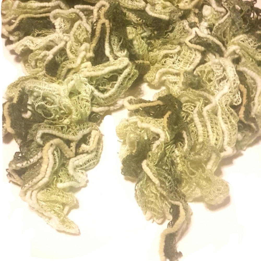 🧣 Shades of Green Ruffled Crochet Scarf